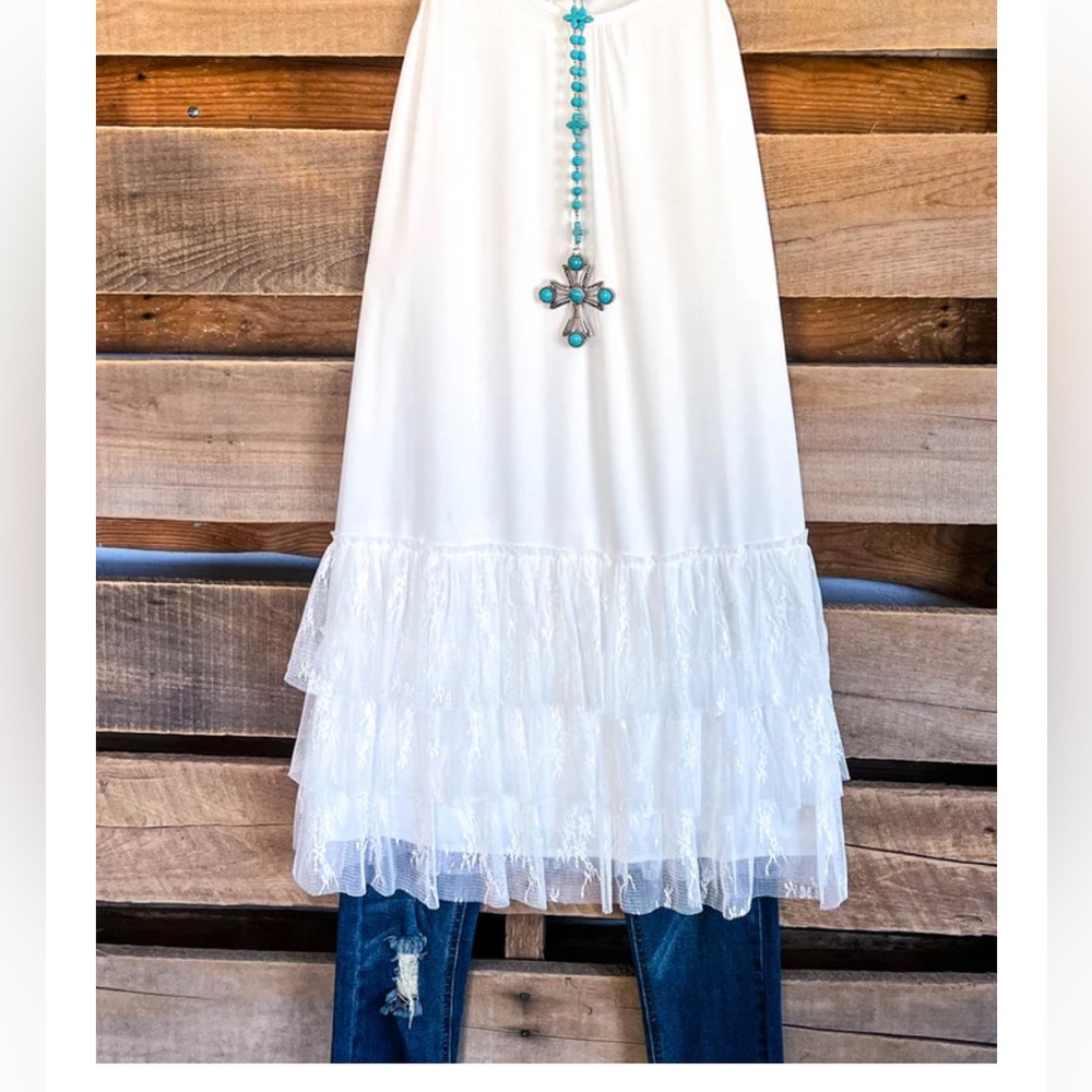 XL Angel Heart Boutique White Lace Tiered Slip Top Dress Cami NWT - Picture 14 of 14